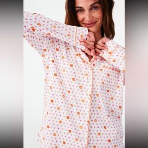 Roller Rabbit Autumn Hearts Long Sleeve Polo Pajamas